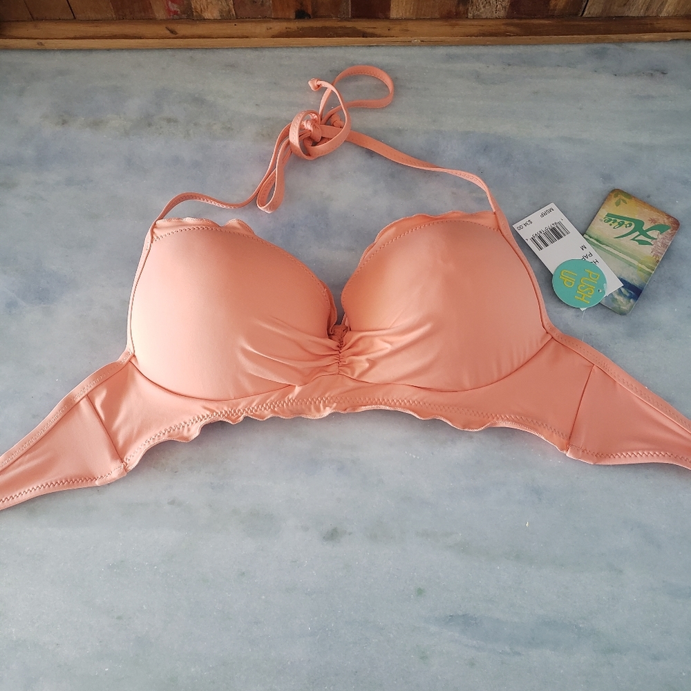 Orange push up halter bikini top
